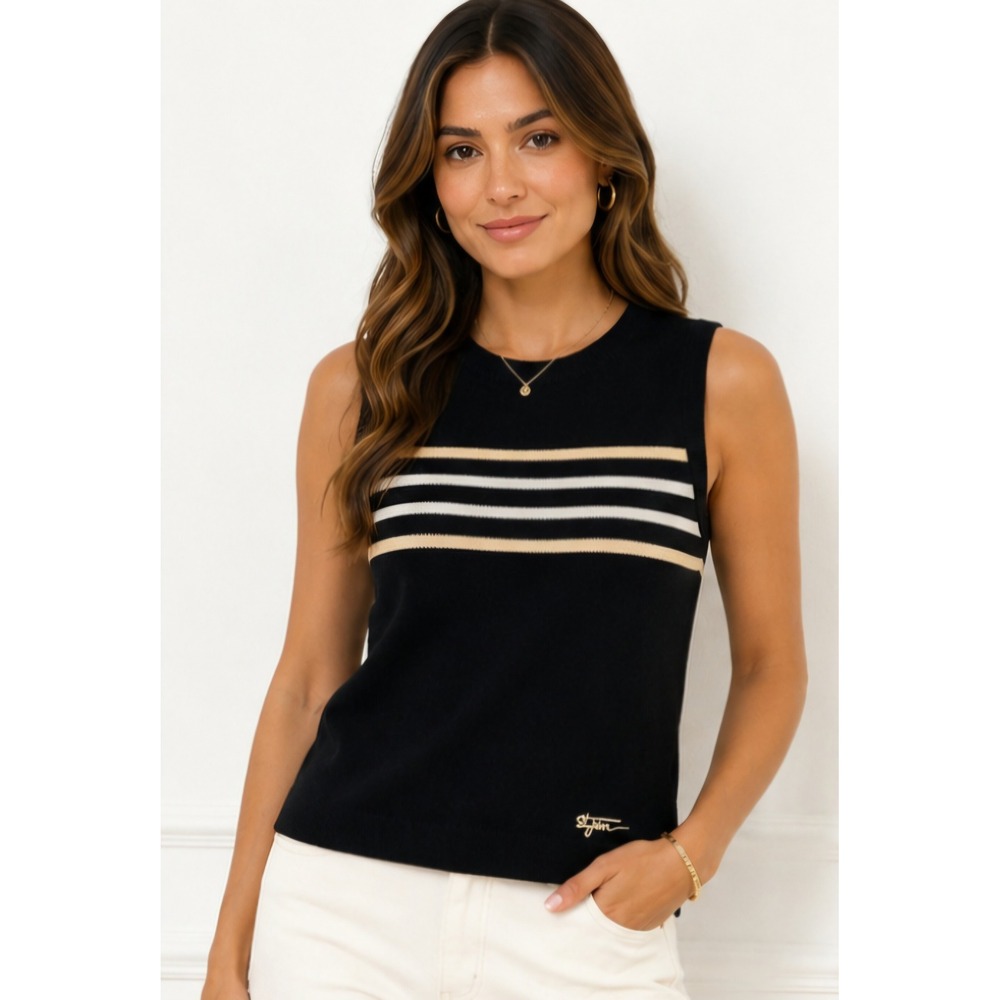 ST. JOHN SPORT by Marie Gray Black Sleeveless Wool Blend Knit Sweater Small